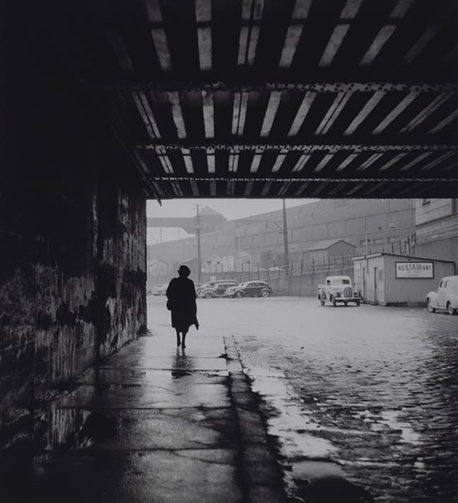 Paul-Marc Auger, Woman Walking through an Underpass, Montreal, c. 1940