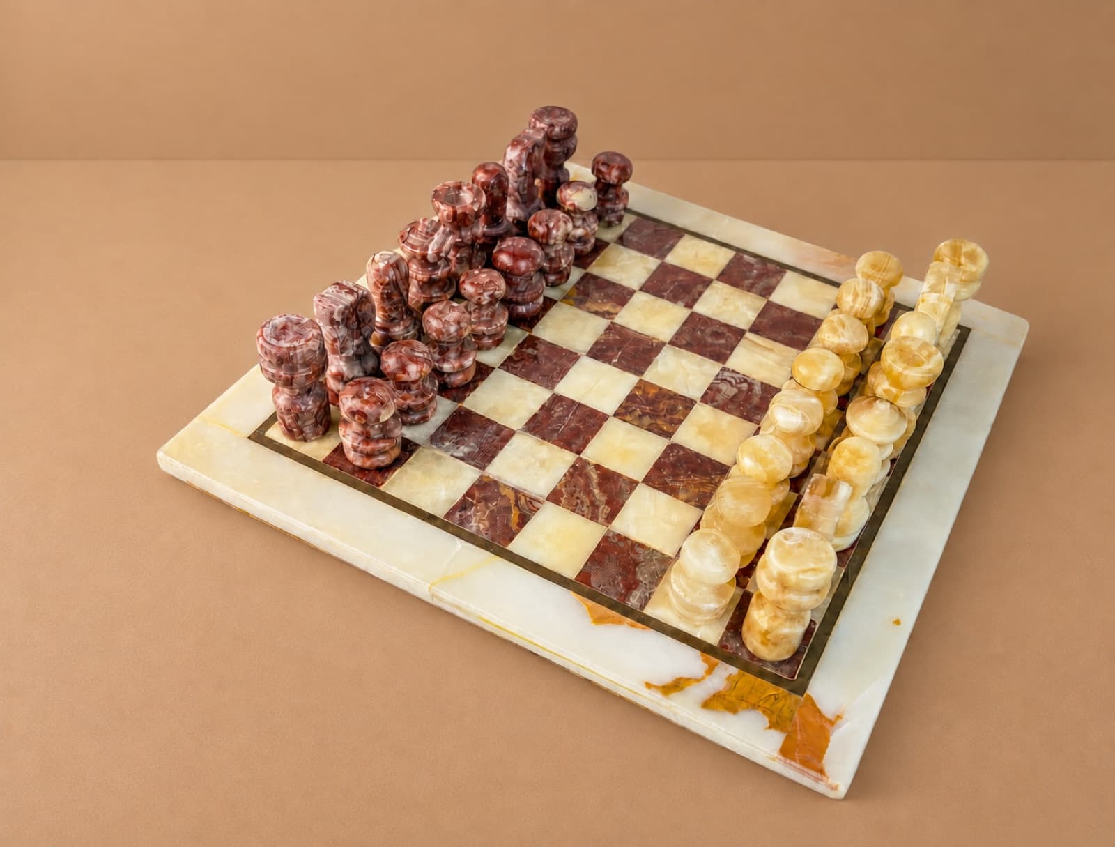 Italian Alabaster Chess Set, 1970s
