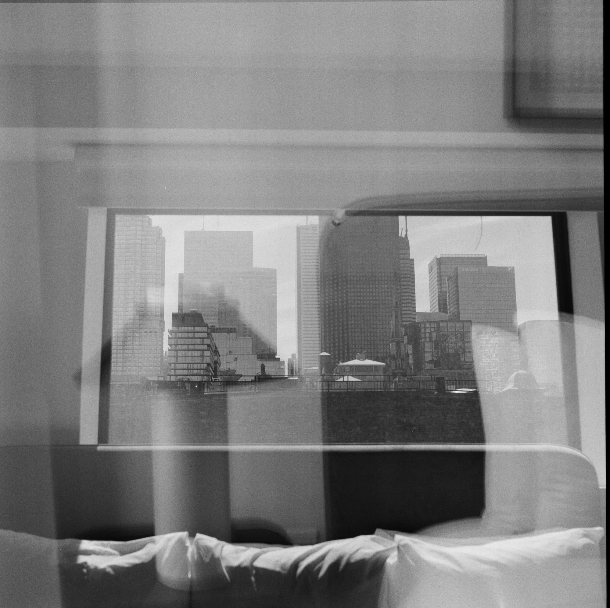 Nester Finn St. Lawrence Market double exposure, shot on Rolleiflex