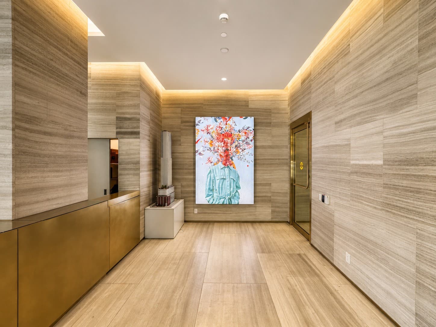 Spacious apartment living room with contemporary furnishings at Nester Finn Downtown Toronto in Montréal