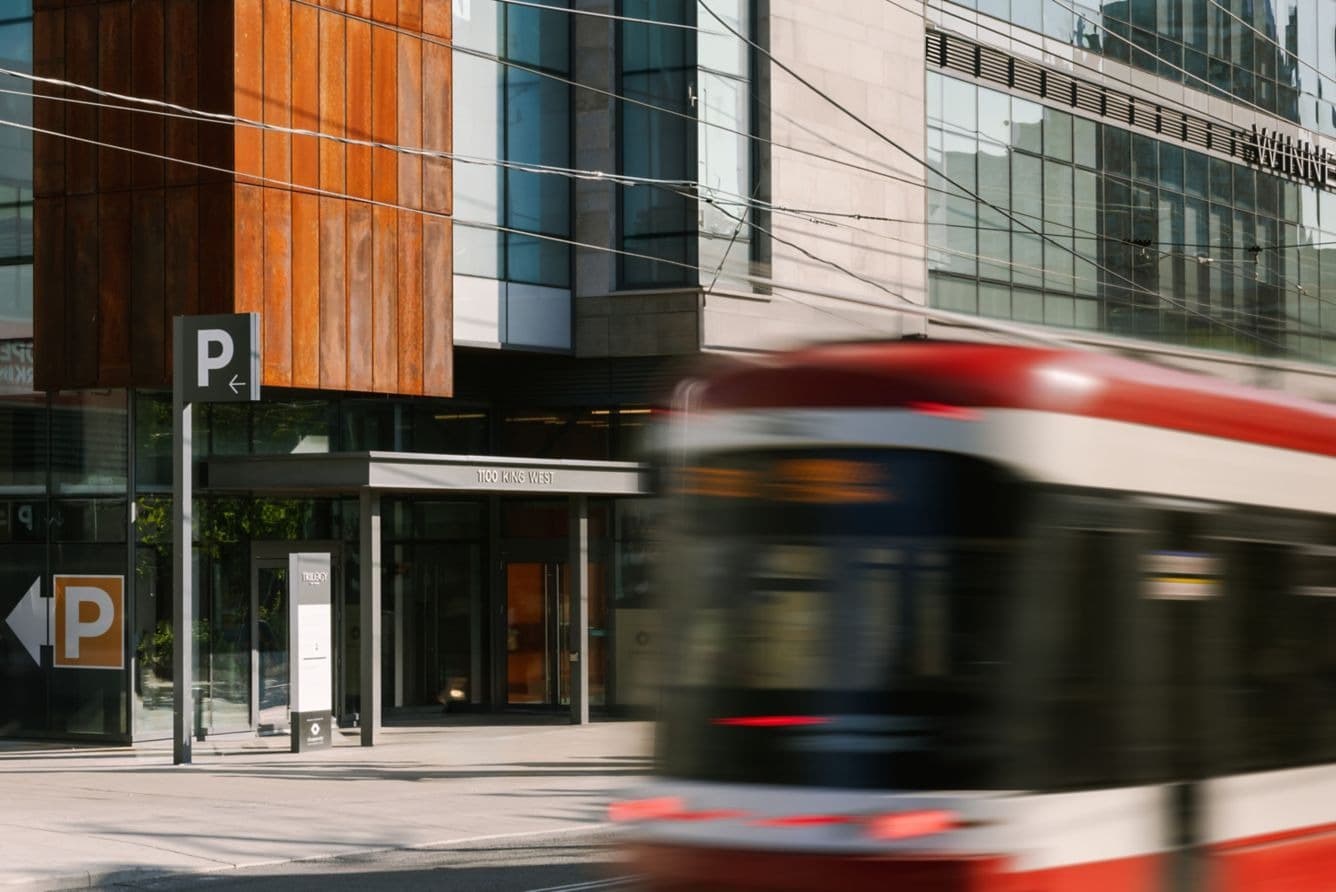 Primary exterior view of Nester Finn Liberty Village at 1100 King St W in Liberty Village, Toronto