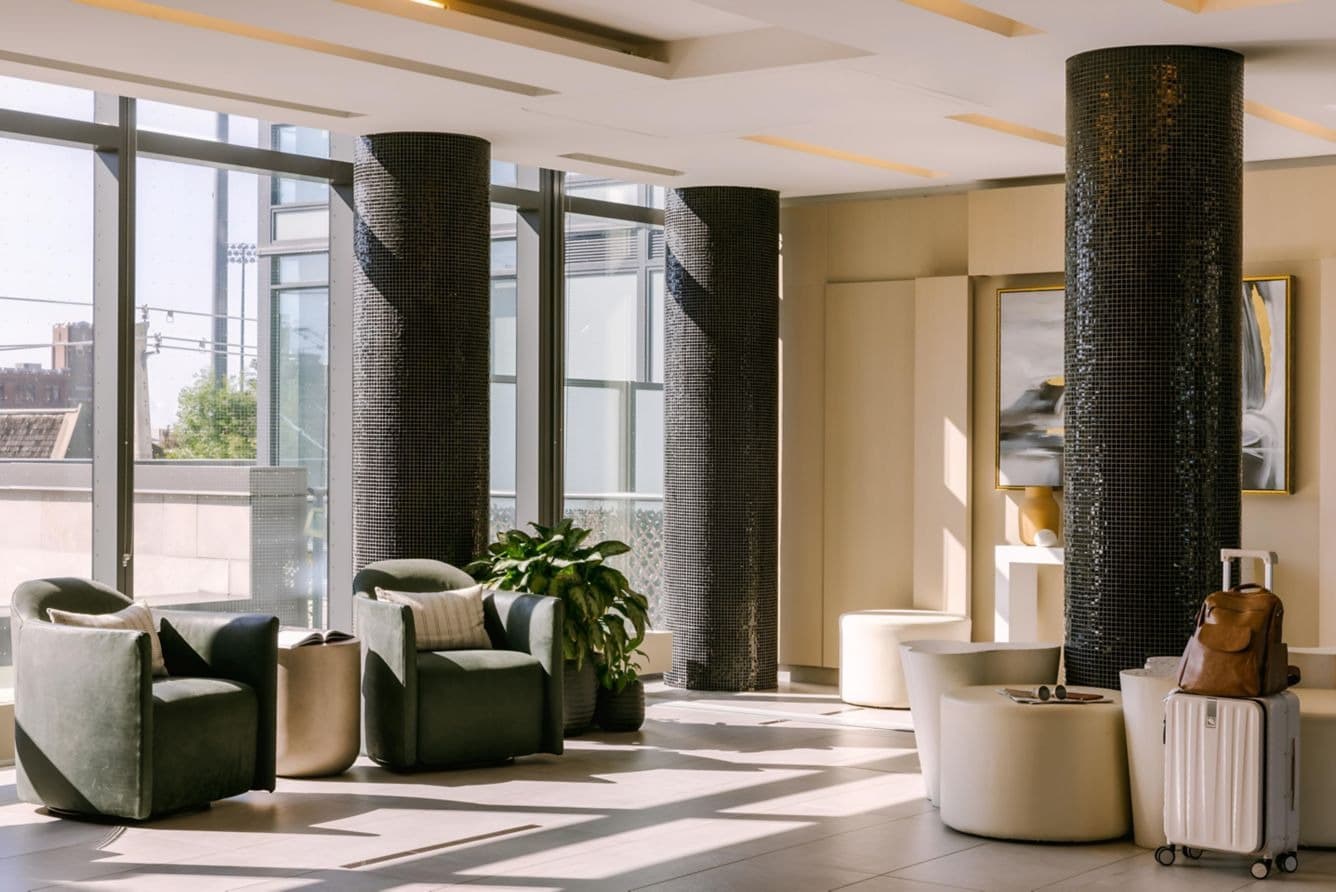 Modern lobby and reception area at Nester Finn Liberty Village in Liberty Village, Toronto